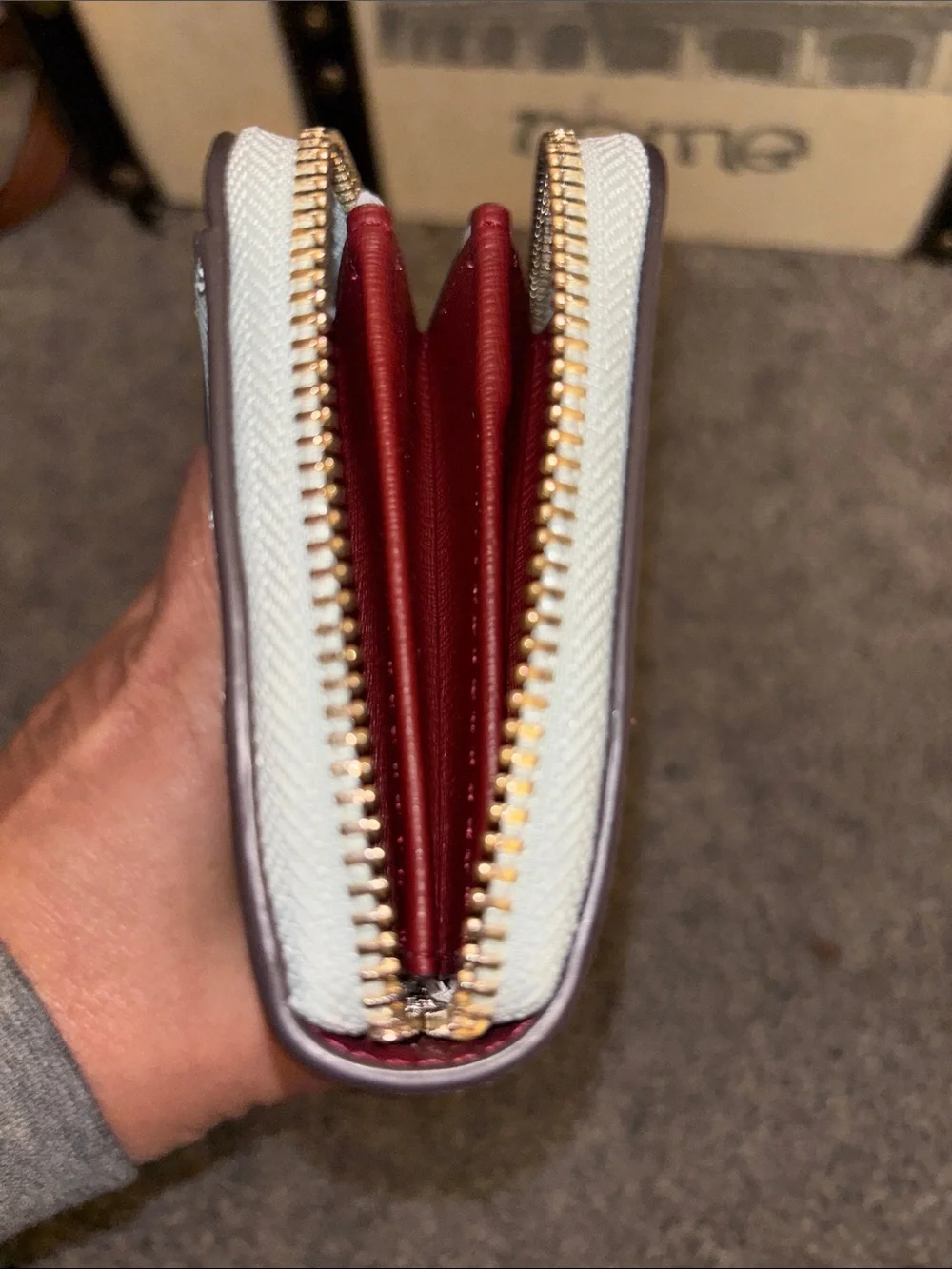 kate spade Two-Tone Zip Wallet in Mint and Wine
